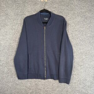 Untuckit‎ Sweater Mens Large Blue Reynoso Baseball Sweater Full Zip Up Casual